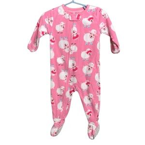 Carter’s Pink Sheep Graphic Fleece Zip Up Footie Pajamas - Size 12 months